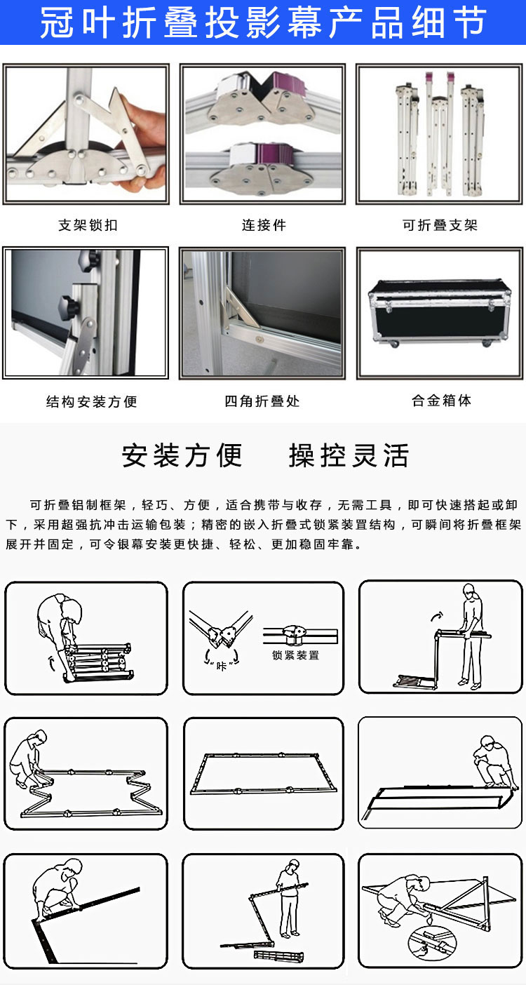 折叠投影幕产品细节与安装图解