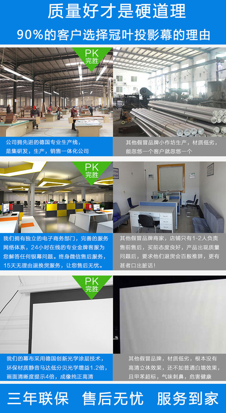 冠叶手拉投影幕比其它品牌幕布优胜