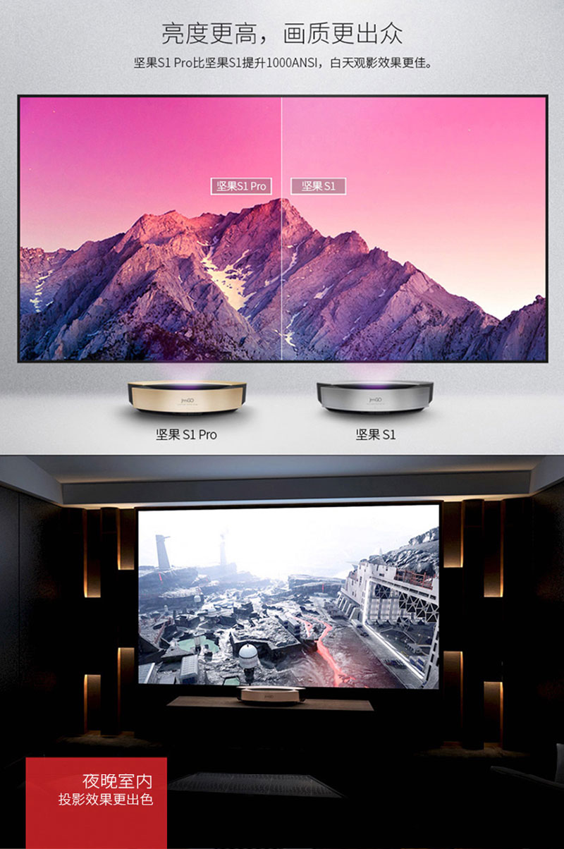 坚果S1Pro亮度更高，画质更出众