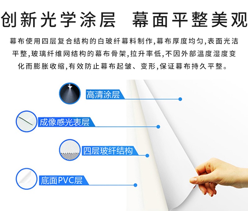 地拉投影幕由四层材质构成