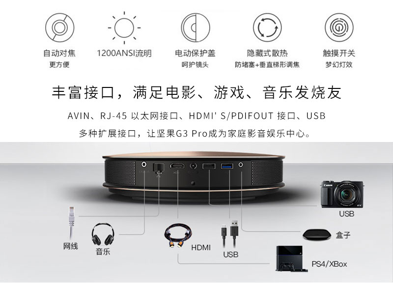 坚果JmGO G3pro特性与接口细节