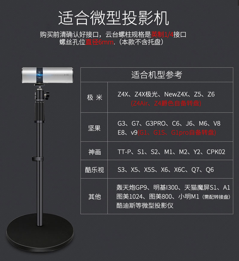 微型投影支架适合机型详情