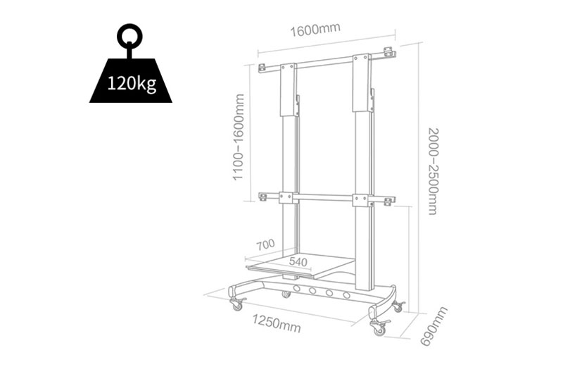 激光电视双杠移动推车可承重120KG