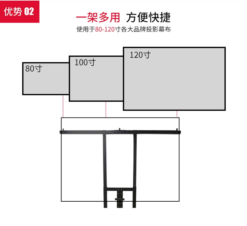 激光电视支架可安装80至120英寸幕布